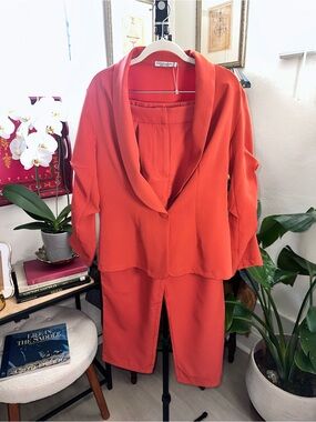 Glamaker Women's Orange Shawl Collar Blazer